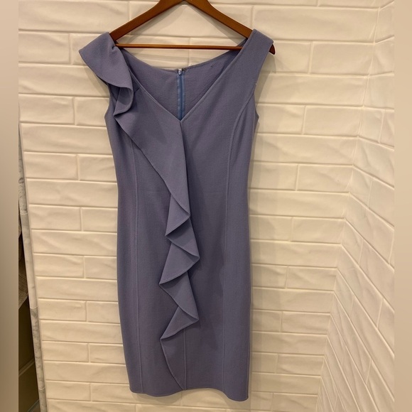 ST. John Periwinkle Wool Ruffle Sleeveless Sheath Dress - Picture 5 of 12